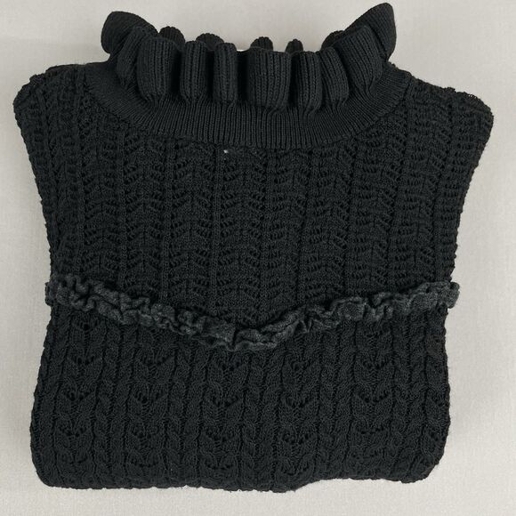 Industry Republic Clothing Ruffle Knit Mock Neck Sweater Women's Med Sheer Black - Picture 12 of 16